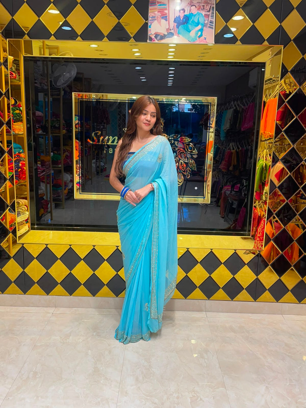 Golden Pearl Designer Saree (S44)