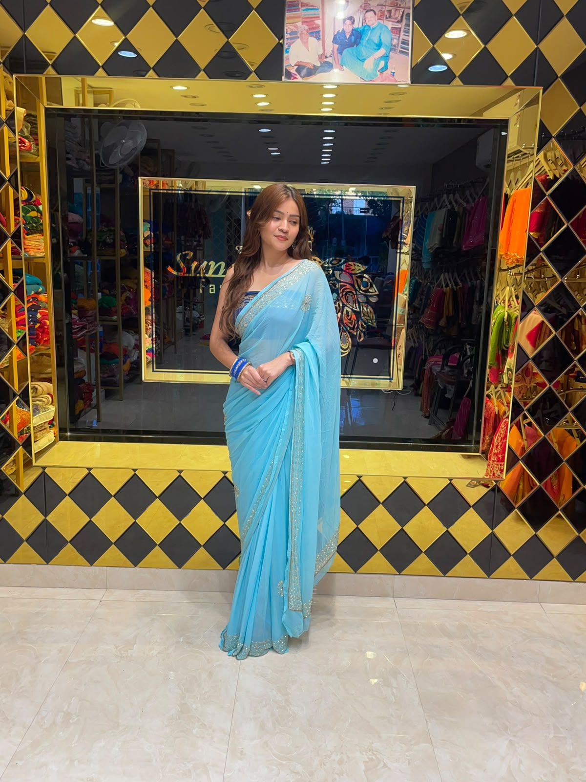 Golden Pearl Designer Saree (S44)