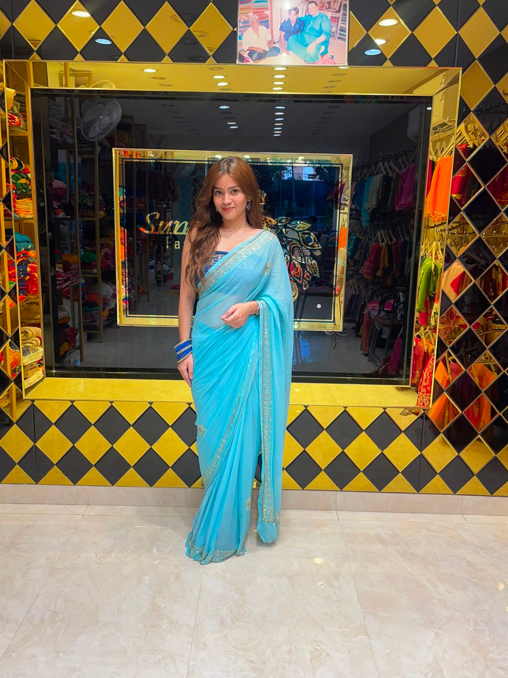 Golden Pearl Designer Saree (S44)