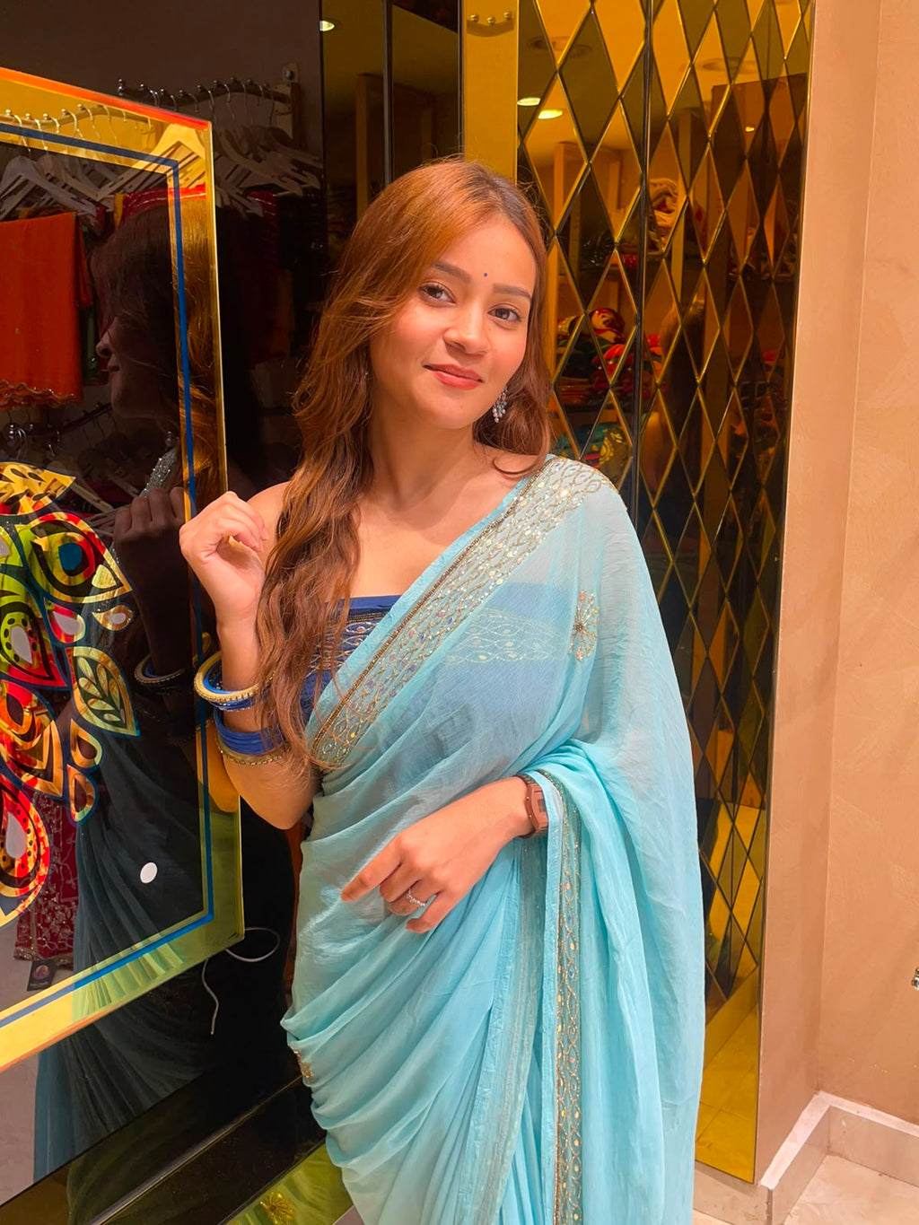 Golden Pearl Designer Saree (S44)