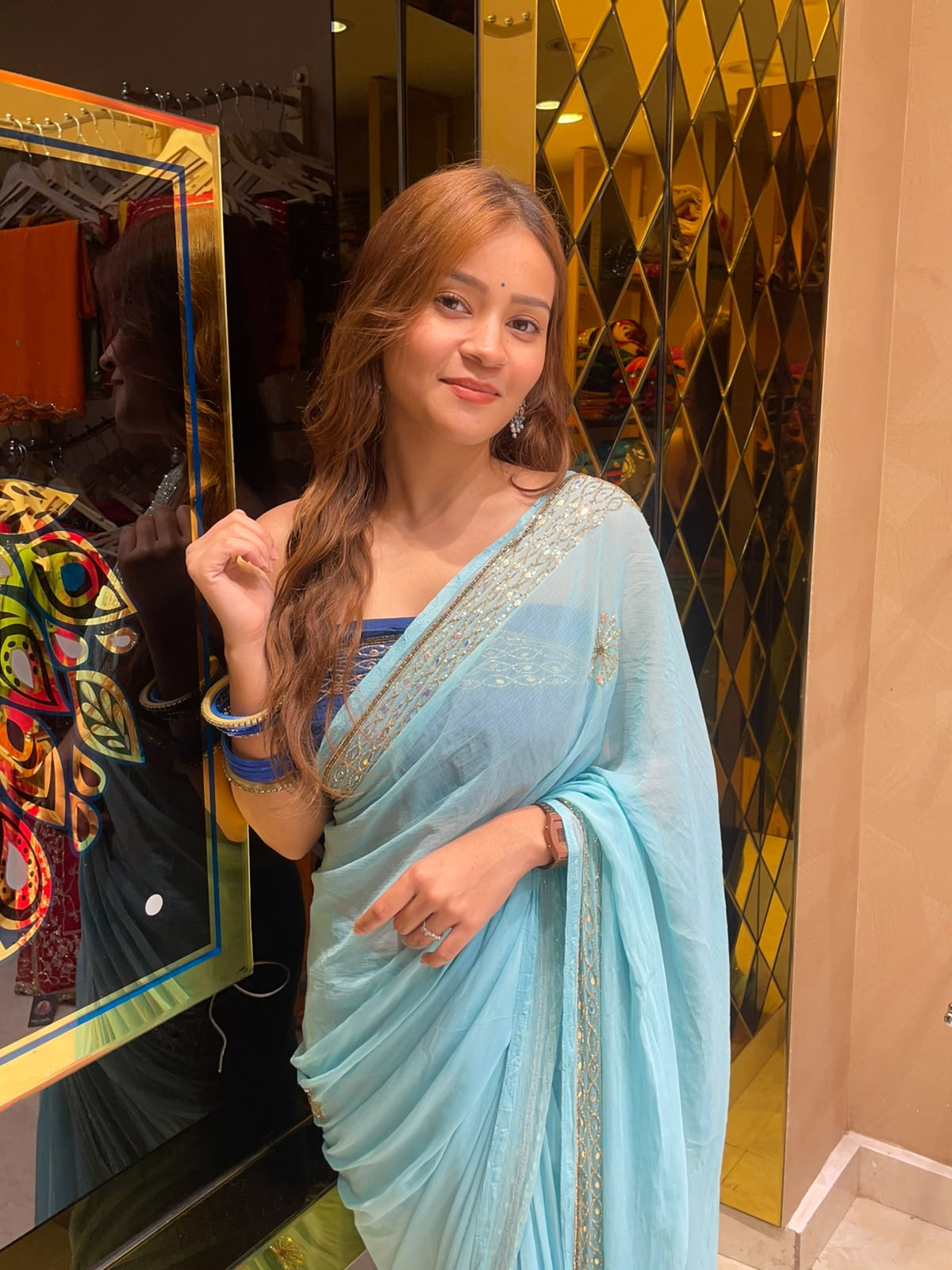 Golden Pearl Designer Saree (S44)