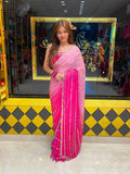 Pink  Mirror Handcrafted Saree (350)