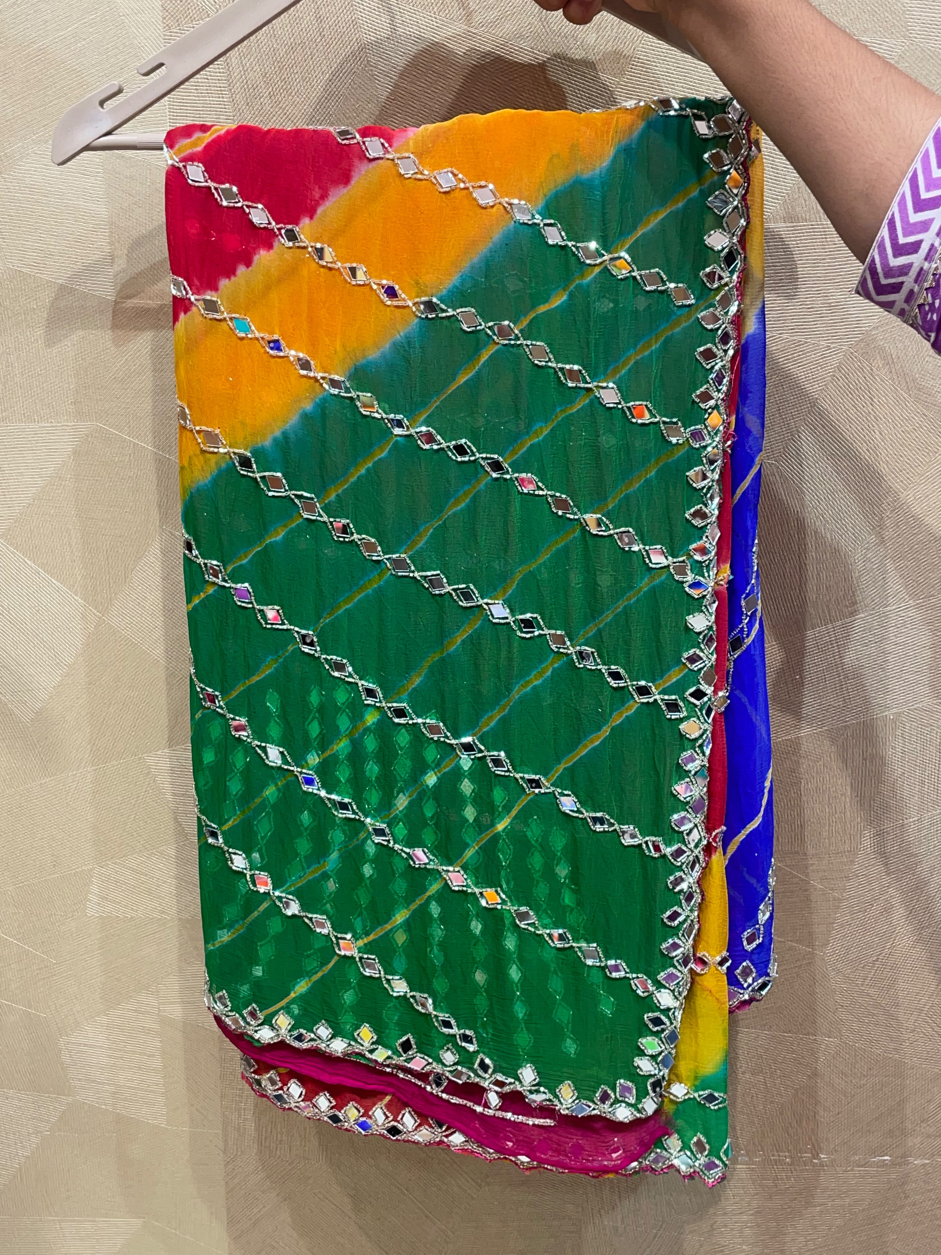 Multicolour Mirror Handcrafted Saree (348)