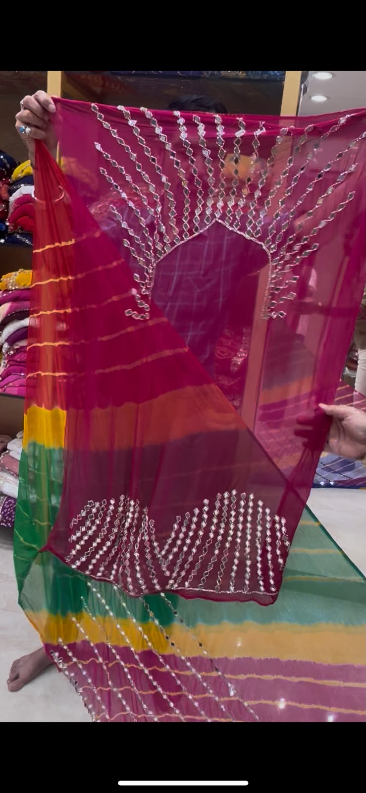 Multicolour Mirror Handcrafted Saree (348)