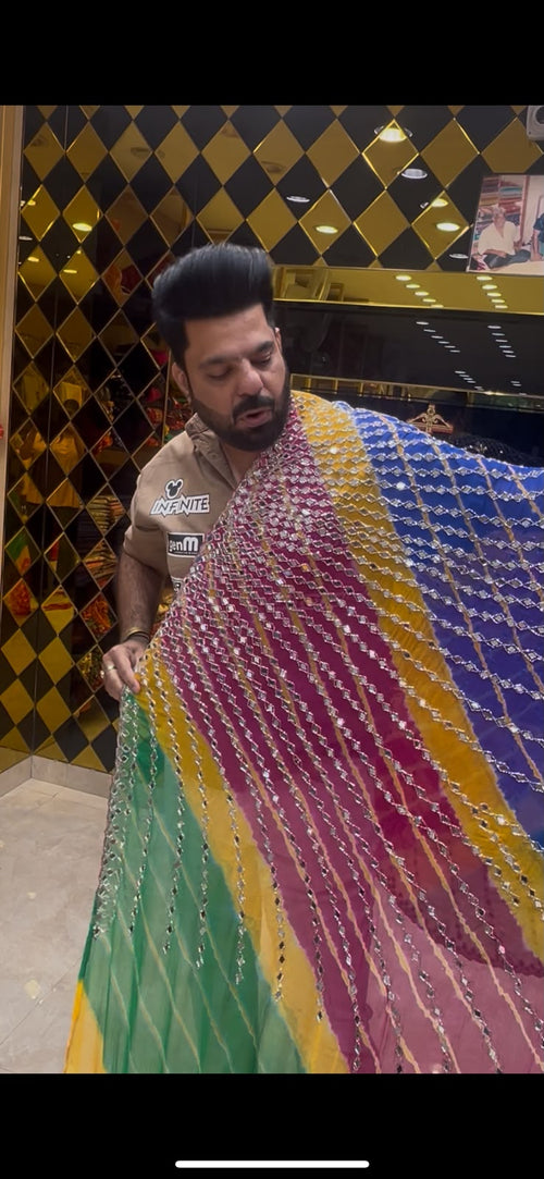 Multicolour Mirror Handcrafted Saree (348)