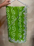 Green Circle Mirror Bandhej Saree (351B)