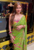 Green Katdana Premium Handwork Pure Chiffon Saree (355)