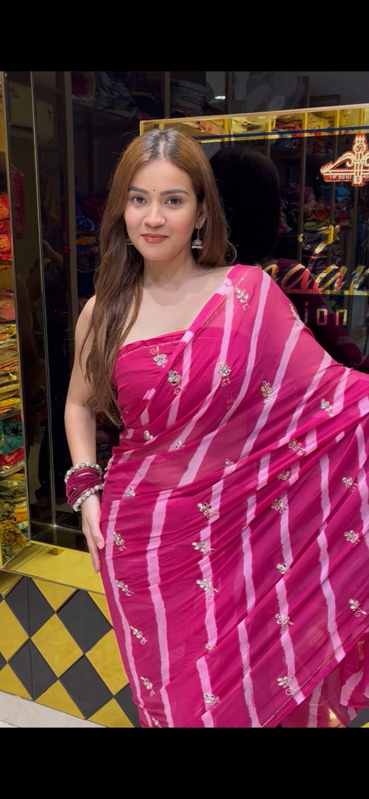 Leheriya Katdana & Mirror Handcrafted Saree (S48)