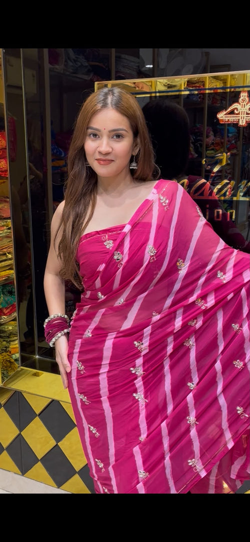 Leheriya Katdana & Mirror Handcrafted Saree (S48)