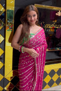 Bandhej Katdana Premium Handwork Pure Chiffon Saree (356)