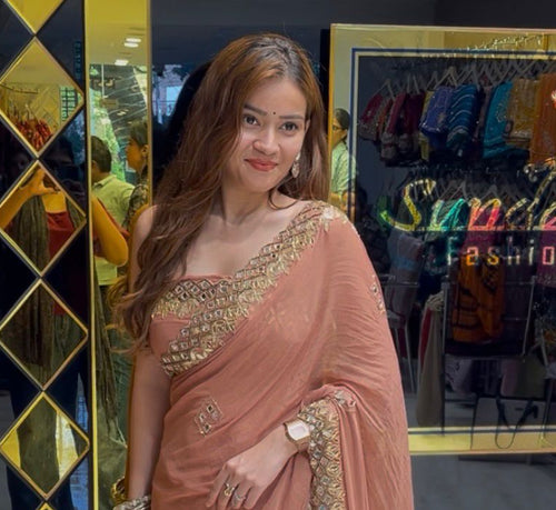 Mauve Pink Mirror & Gotapati Handcrafted Saree (357)