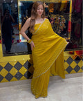 Yellow Celebrity Style Handcrafted Saree (360)