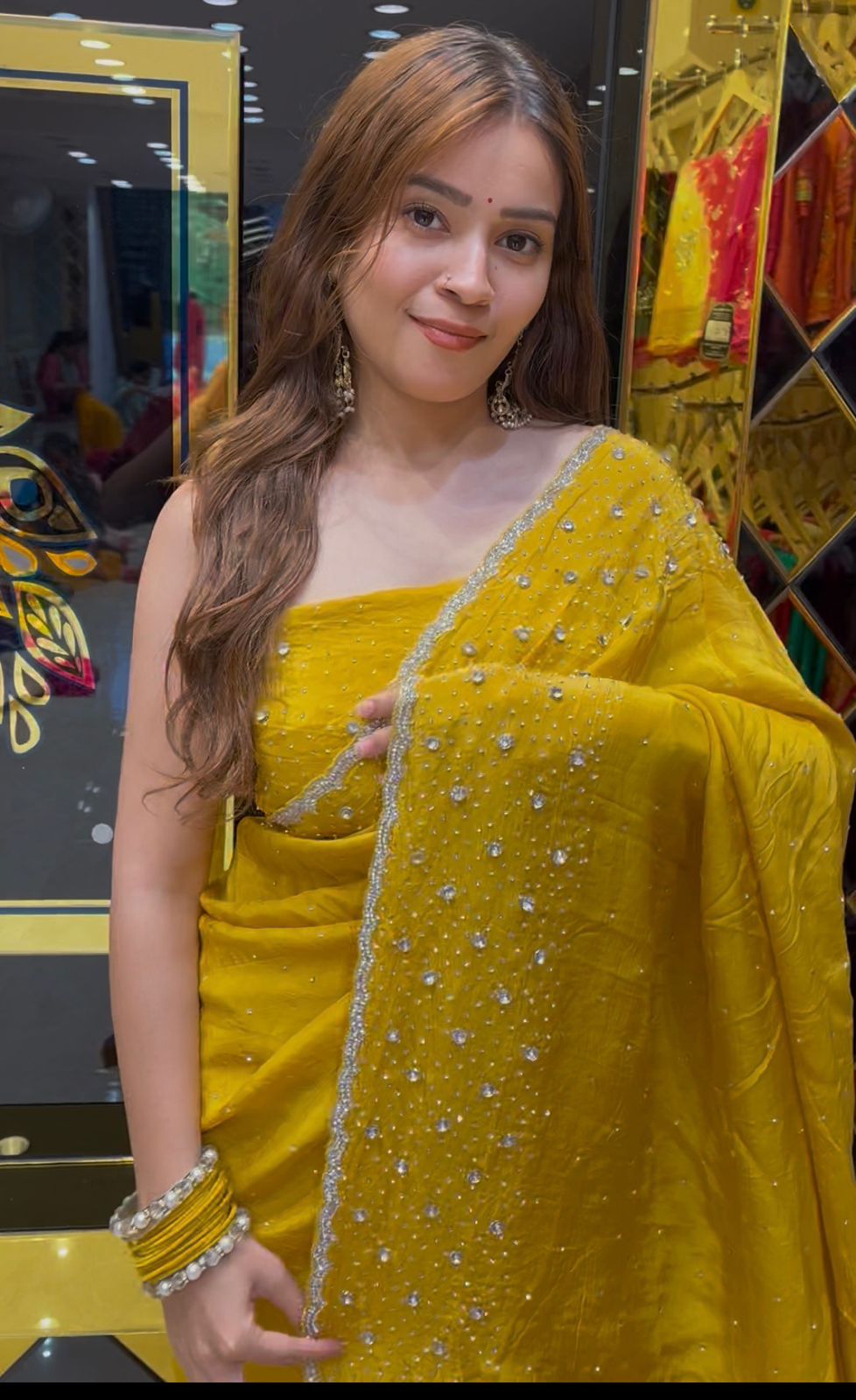 Yellow Celebrity Style Handcrafted Saree (360)