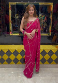 Hot Pink Mirror Handcrafted Saree (361)
