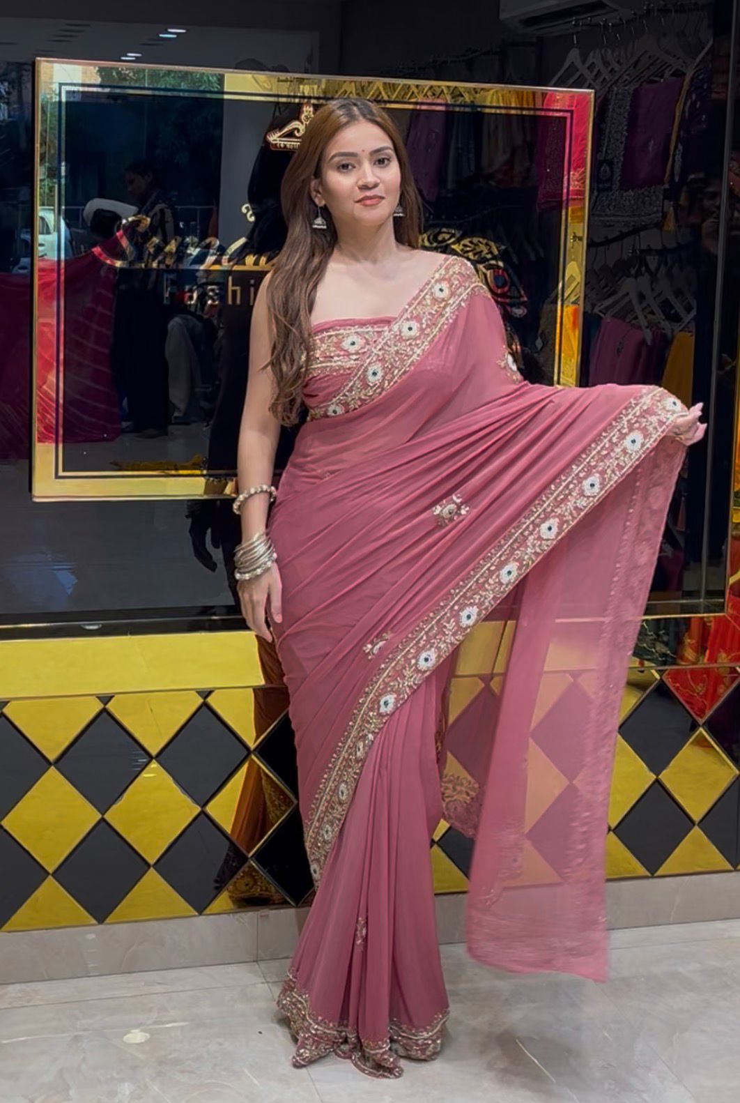 Pure Chiffon Handwork Saree (362)