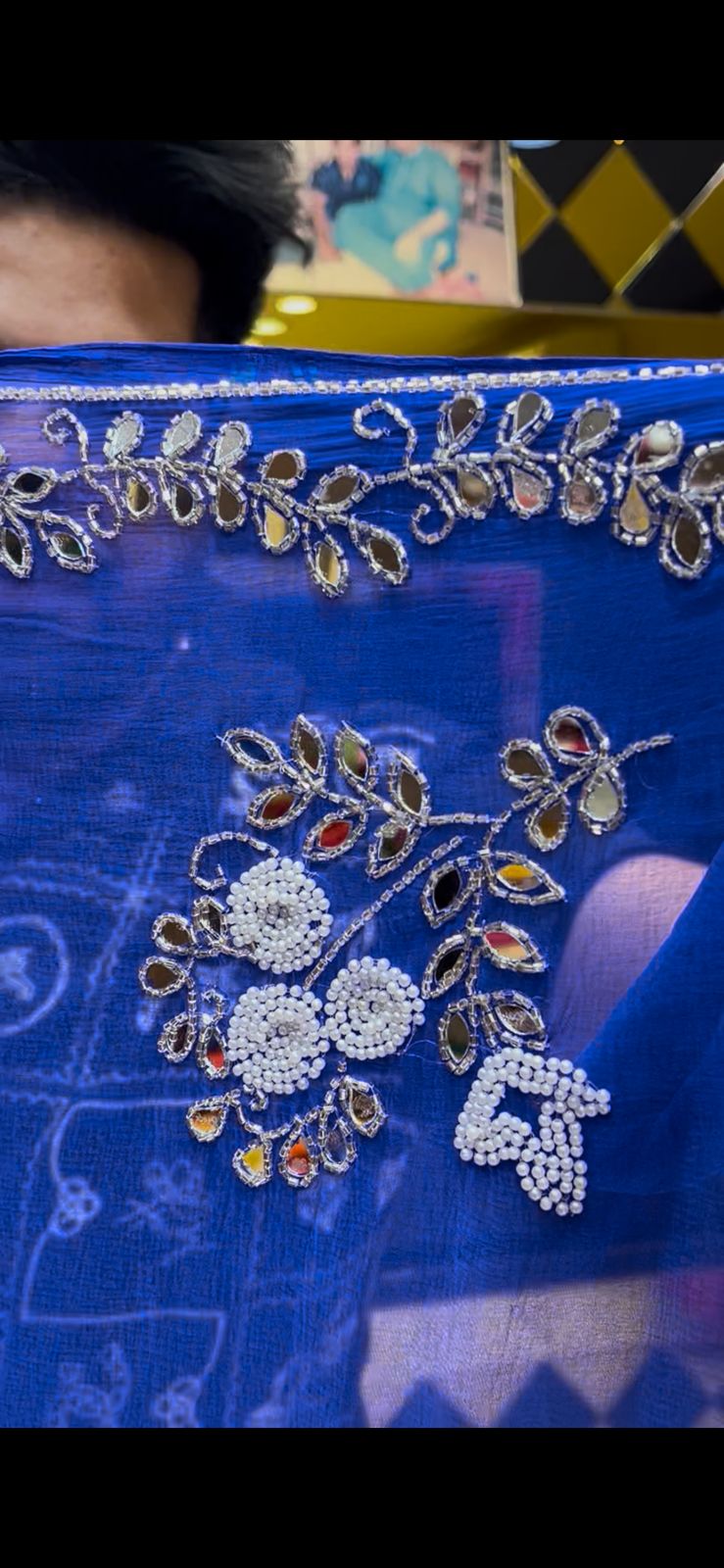 Blue  Mirror Handcrafted Saree (S51)