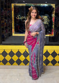 Handmade Bandhej Mirror Handcrafted Saree (364)