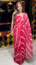 Pink Lehriya Designer Handcrafted Saree (S53)