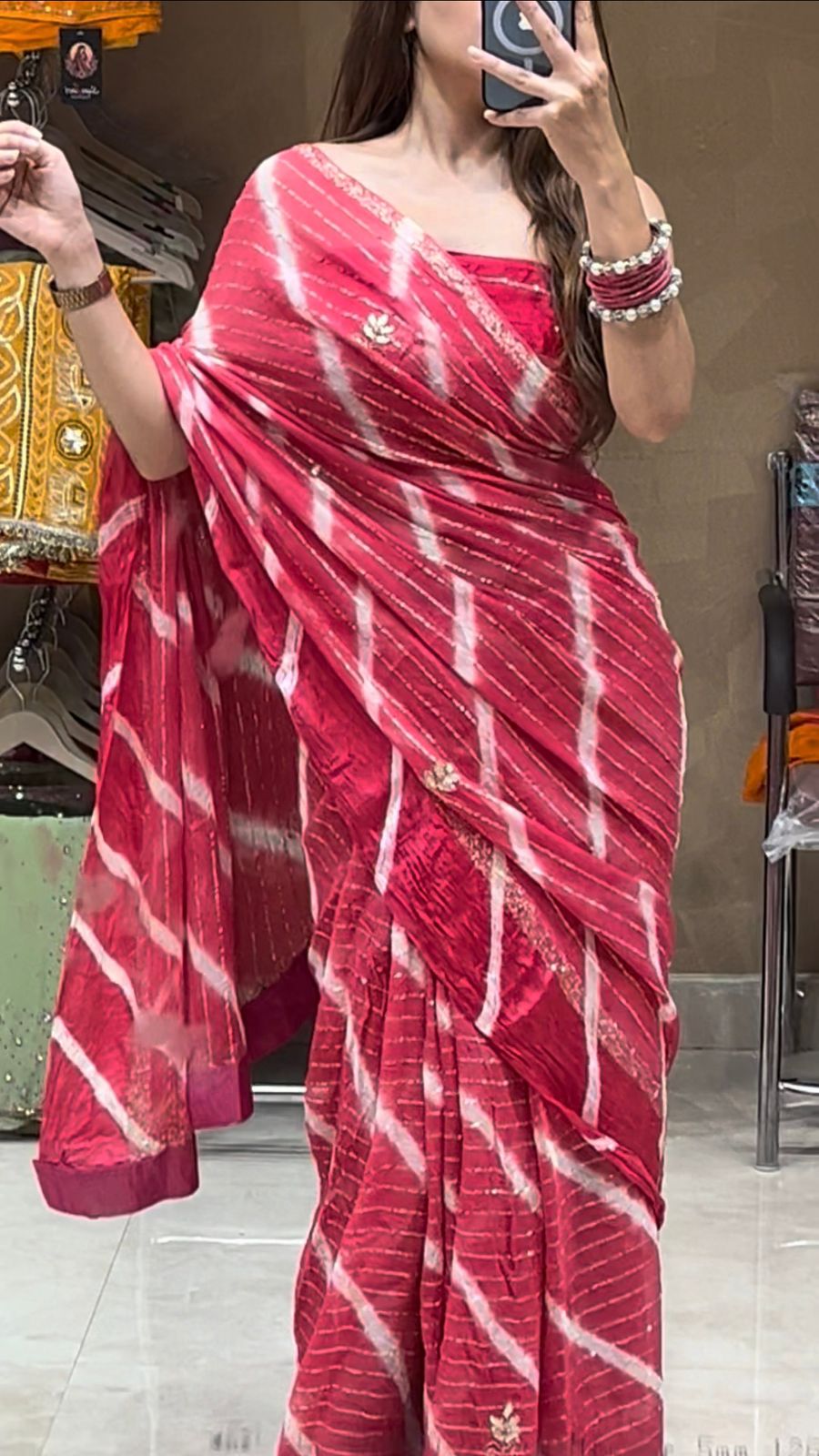 Pink Lehriya Designer Handcrafted Saree (S53)