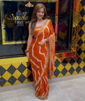 Orange Lehariya Handcrafted Saree (367)