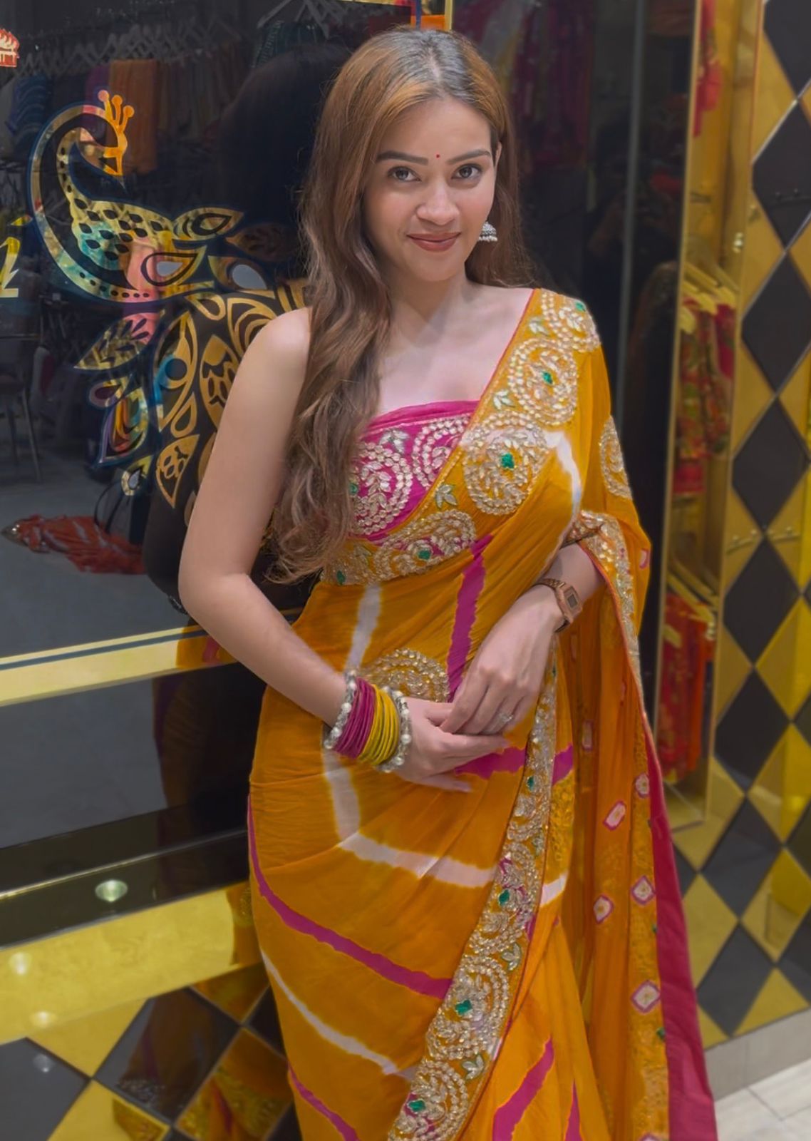 Diamond Chiffon Gotapati Designer Saree (369)