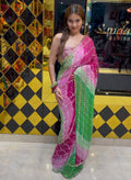 Multicolour Lehriya Mirror Work Saree (368)
