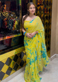 Lemon Yellow Katdana & Mirror Handcrafted Saree (S55)