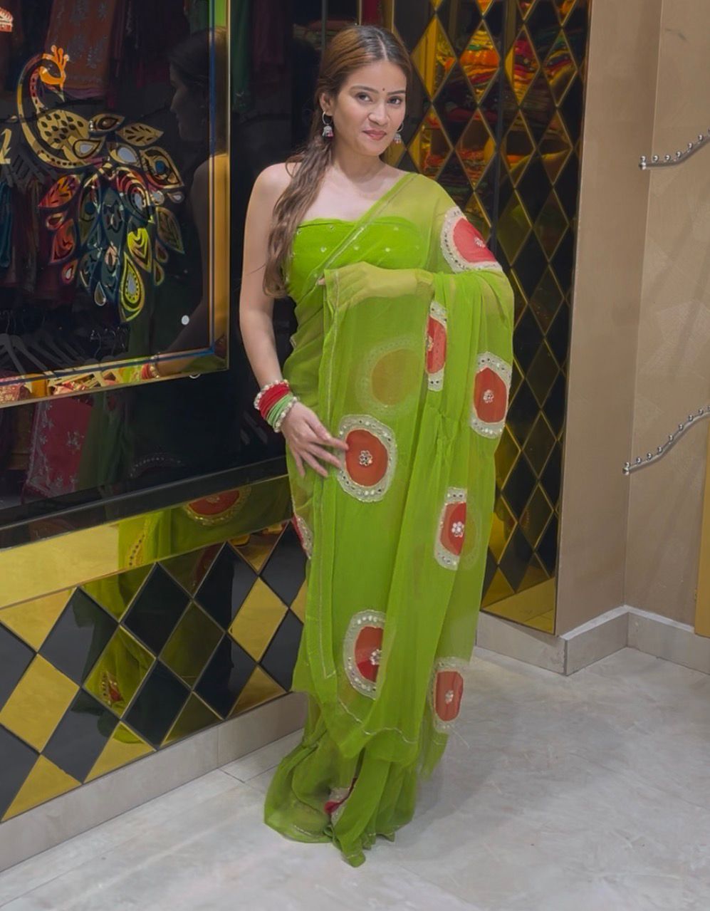 Pure Georgette Mirror Designer Saree(S58)