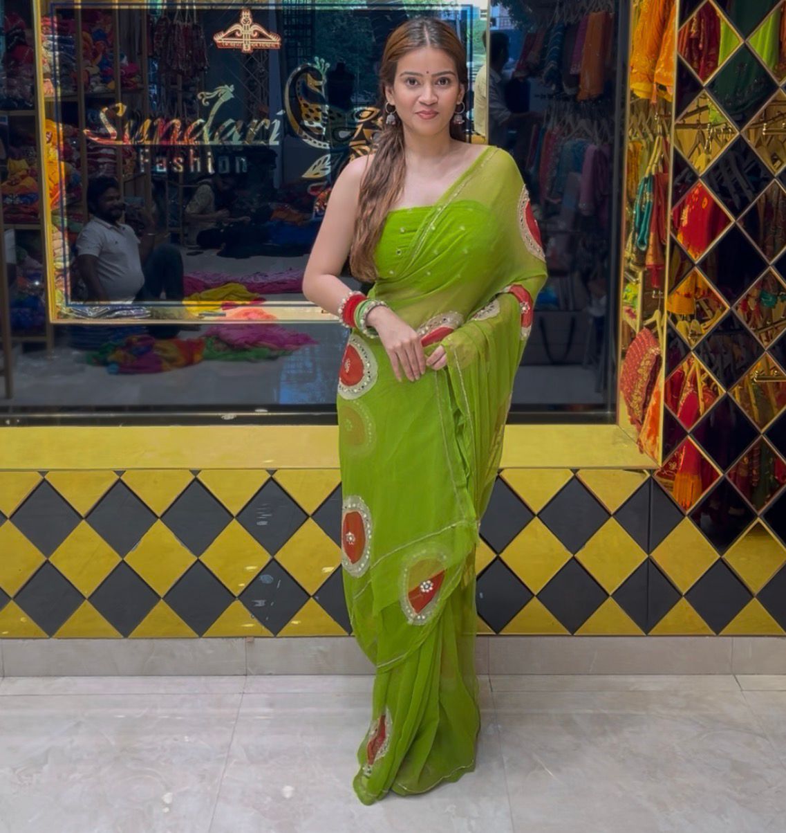 Pure Georgette Mirror Designer Saree(S58)