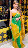Dual Shade Bandhej Gotaptti Saree (S57)