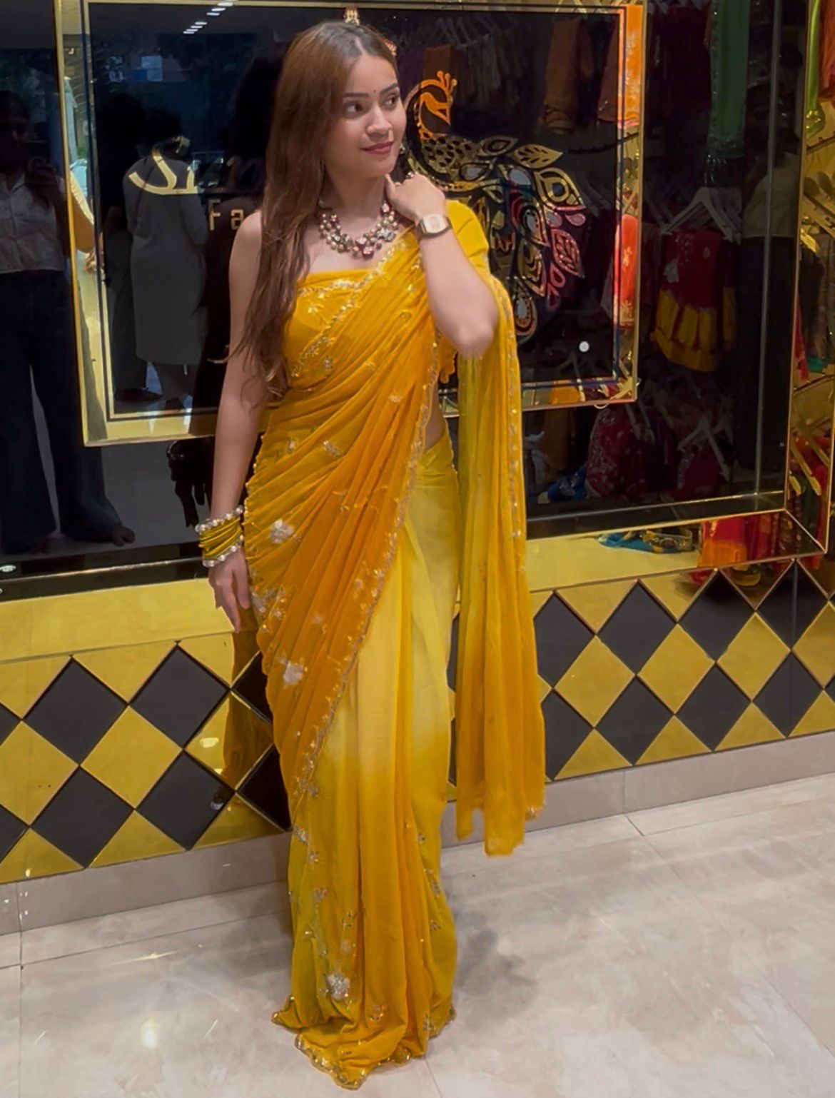 Yellow Ombre Handcrafted Saree (371)