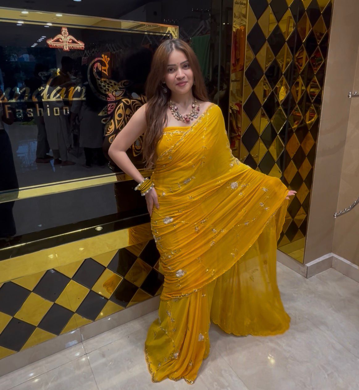 Yellow Ombre Handcrafted Saree (371)