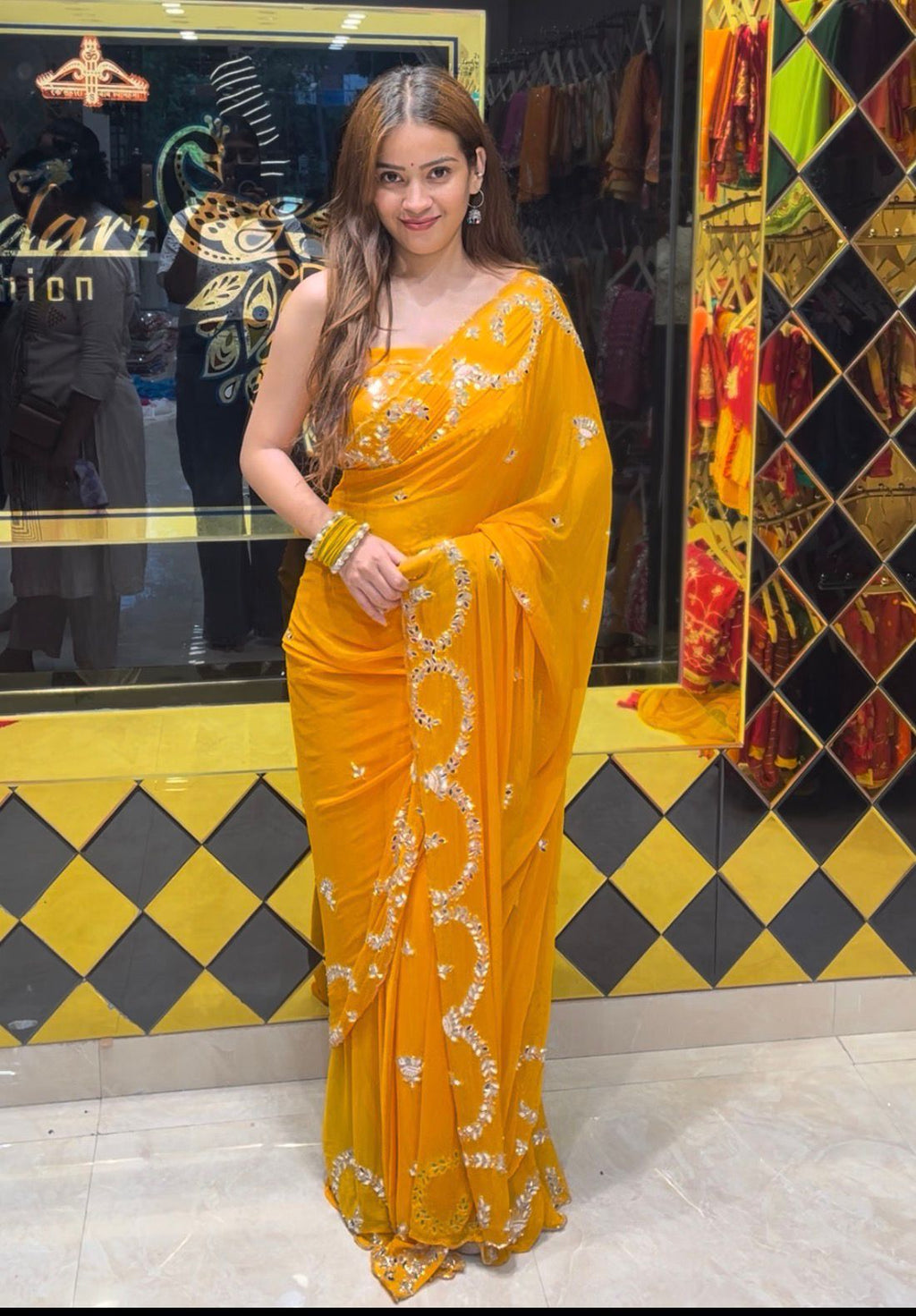 Mirror & Pearl Designer Saree (S59)
