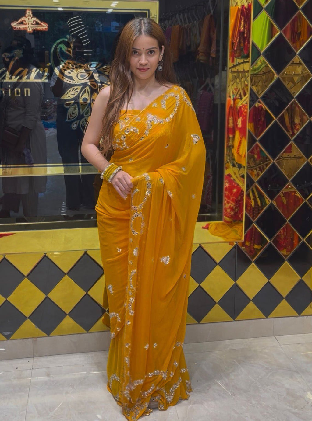Mirror & Pearl Designer Saree (S59)