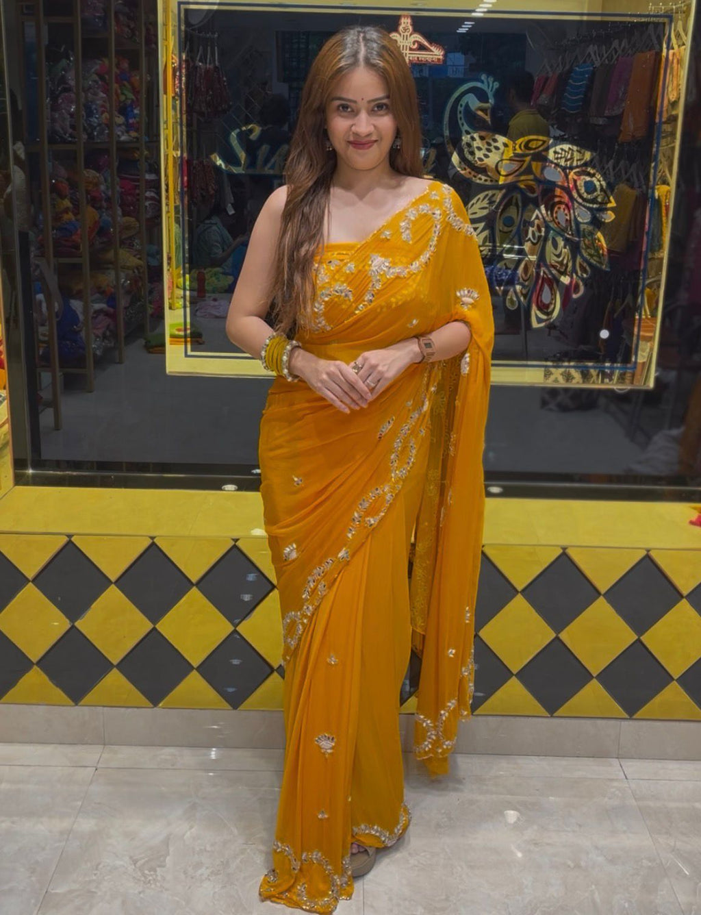 Mirror & Pearl Designer Saree (S59)