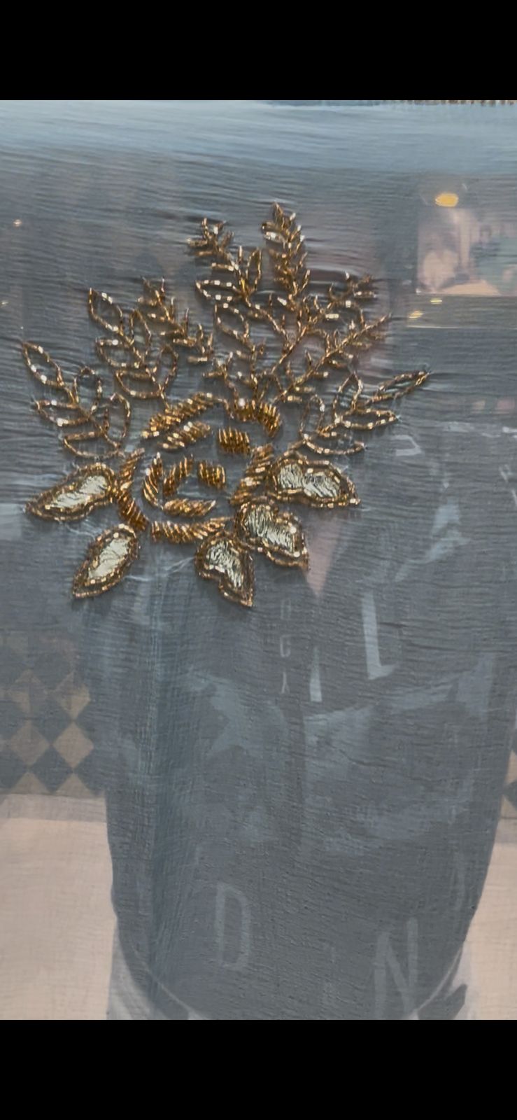 Flower Powder Blue Designer Handcrafted Saree (S60)