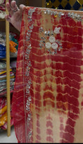 Golden Skin & Red Shibori Designer Saree (S62)