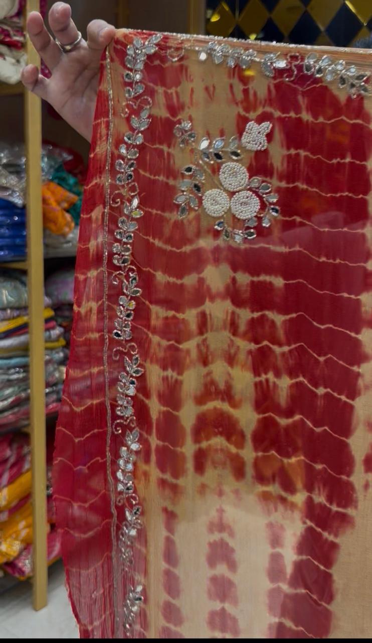 Golden Skin & Red Shibori Designer Saree (S62)