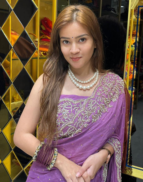 Celebrity Style  Silver Katdana Handcrafted Saree (303)
