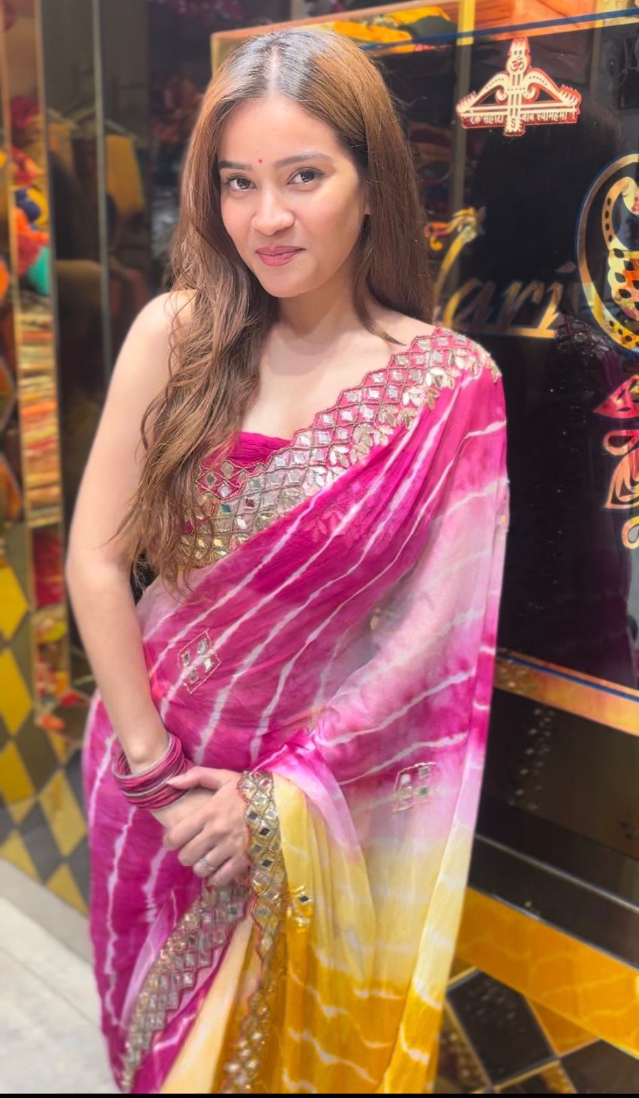 Multi Lehriya Mirror Handcrafted Saree (375)