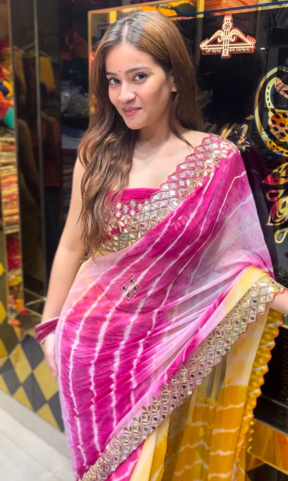 Multi Lehriya Mirror Handcrafted Saree (375)