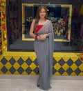 Grey Pure Chiffon Bandhani Handcrafted Saree (S63)