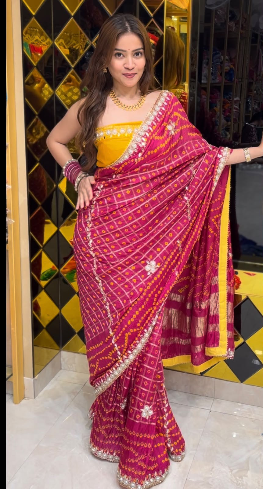 Rani Gajji Ghatchola Bandhej Handmade Saree (377)