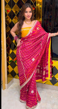 Rani Gajji Ghatchola Bandhej Handmade Saree (377)