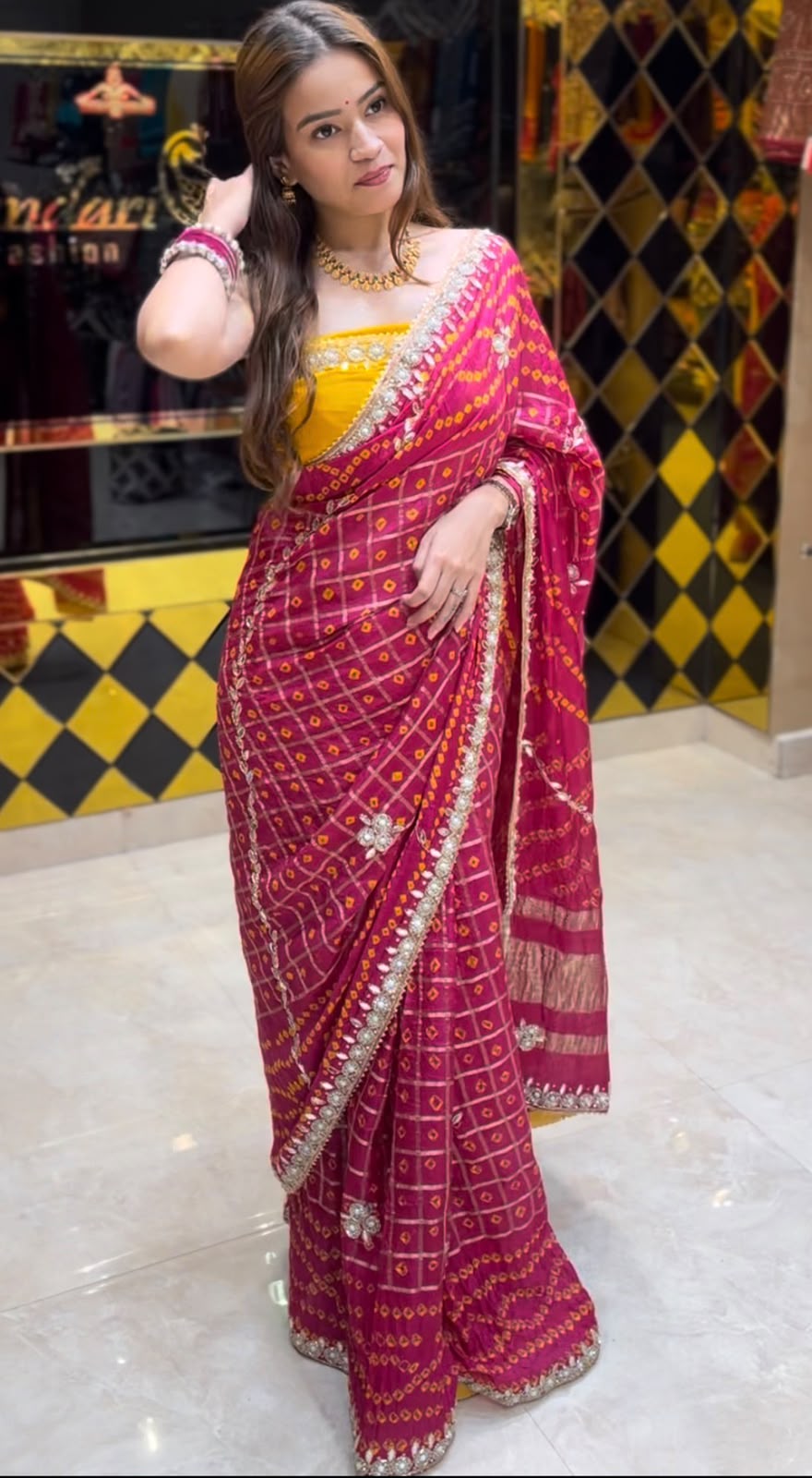 Rani Gajji Ghatchola Bandhej Handmade Saree (377)