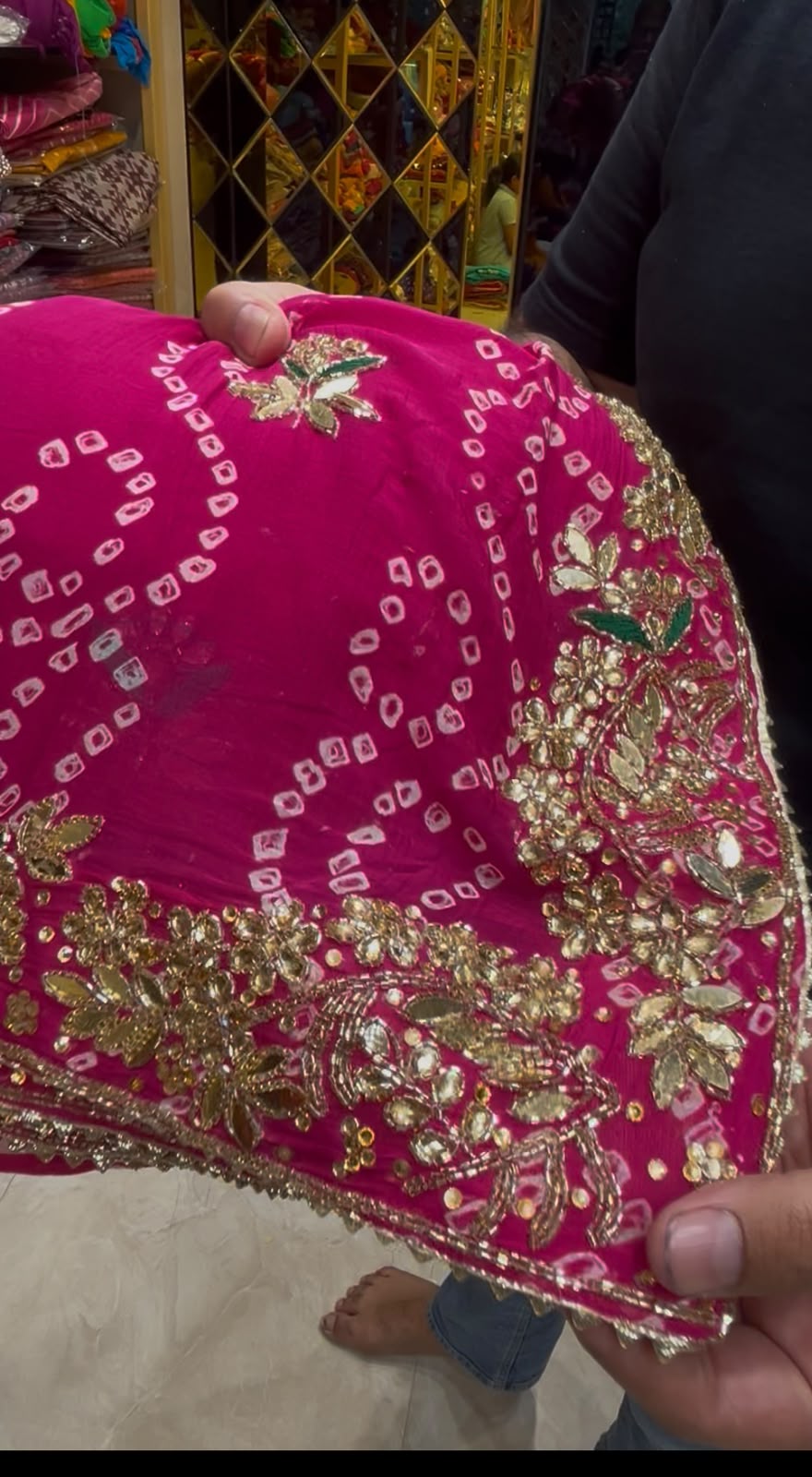 Rani Pink Gotapati Handcrafted Saree (378)