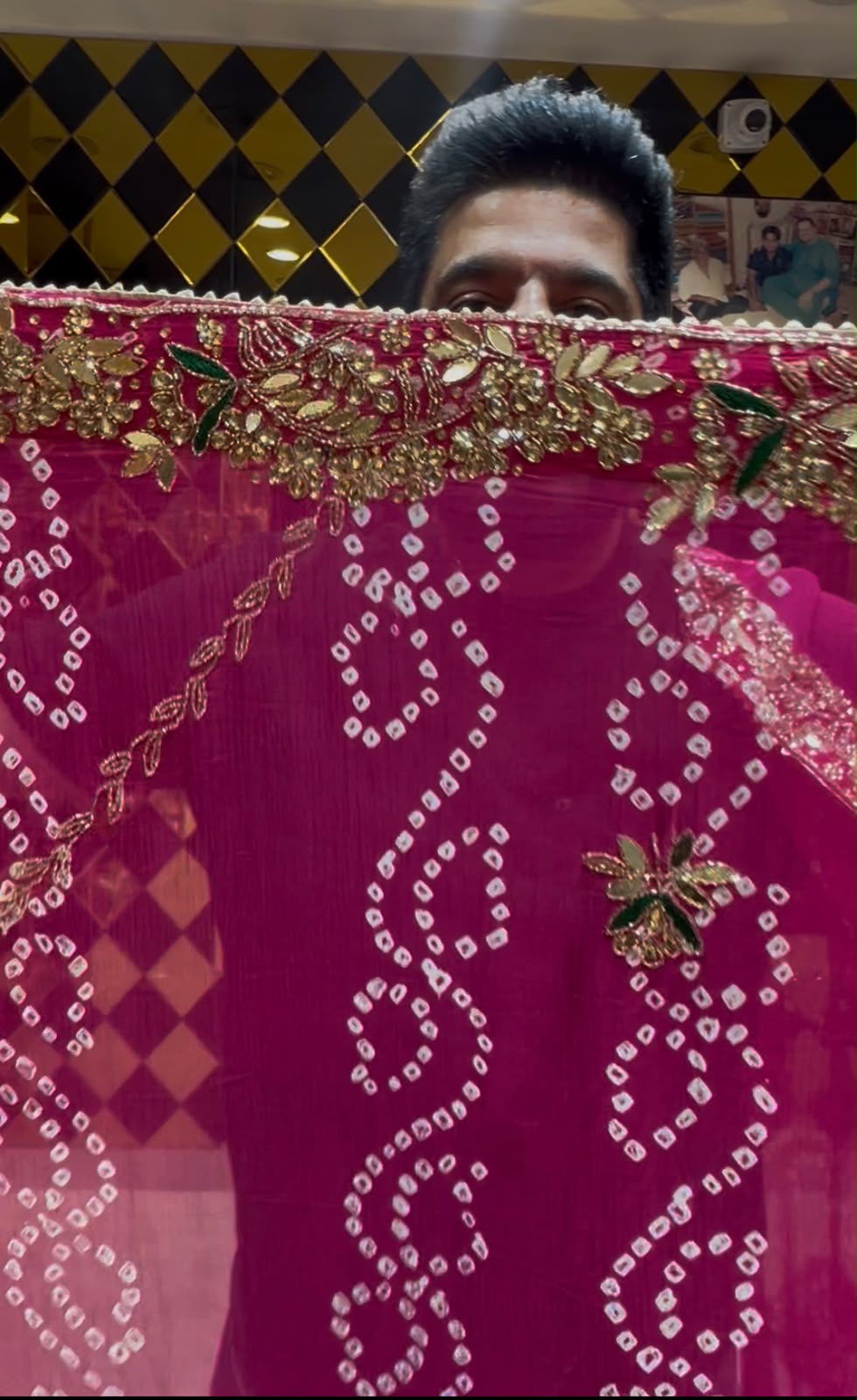 Rani Pink Gotapati Handcrafted Saree (378)