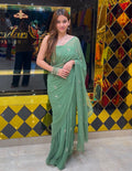 Pista Green Katdana & Mirror Handcrafted Saree (S66)
