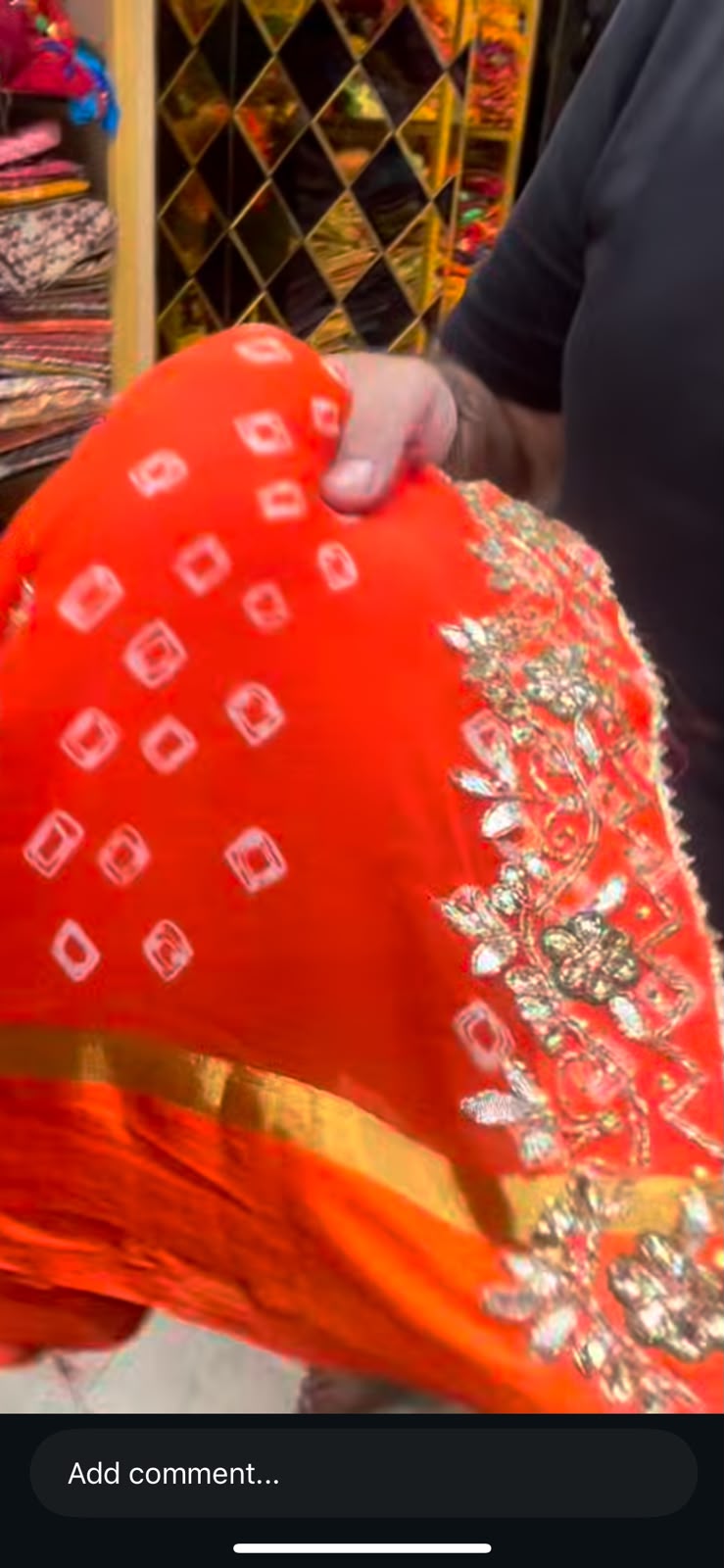 Orange Bandhej Gotapati & Katdana Handcrafted Saree (S65)
