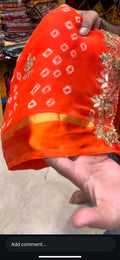 Orange Bandhej Gotapati & Katdana Handcrafted Saree (S65)